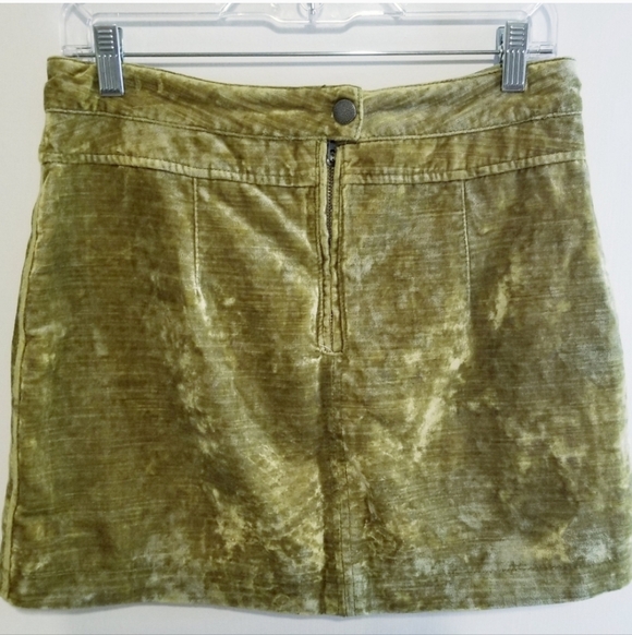Free People Dust to Dust Velvet Yellowish Green Mini Skirt - Picture 6 of 12
